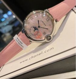 Cartier 36*8MM Imported Swiss Quartz Movement Stainless Steel Bezel Light Pink Bracelet Watch